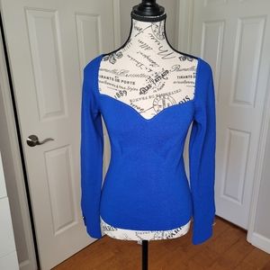 River Island Blue -Bright Women's Plunge Long Sleeve Top ,size 10